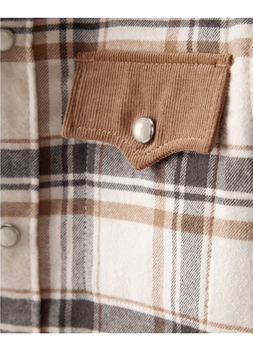 OshKosh B'gosh Cream Plaid Button-Front Shirt with Brown Accents